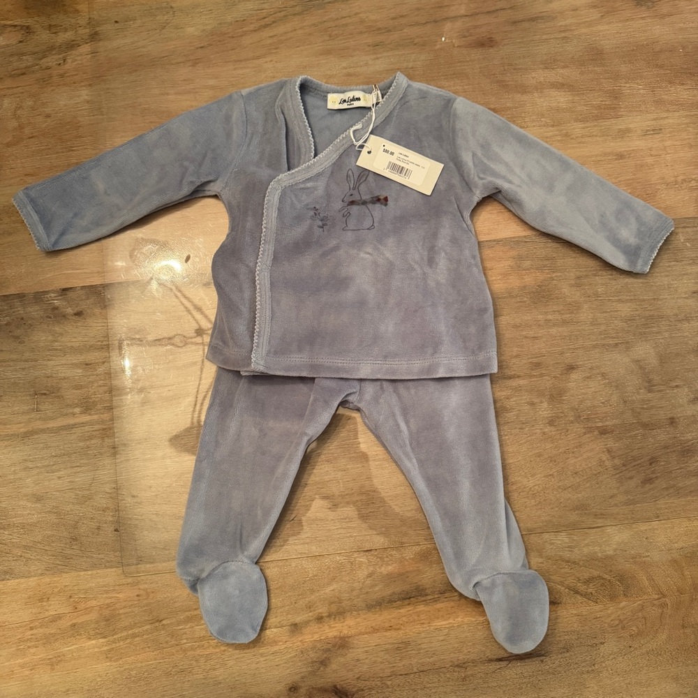 NWT: Les Lutins, Paris: baby velour bunny pajamas